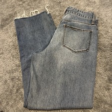 Women’s DIP High Rise Straight Leg Jeans - Frayed Bottoms - Size 4 Blue