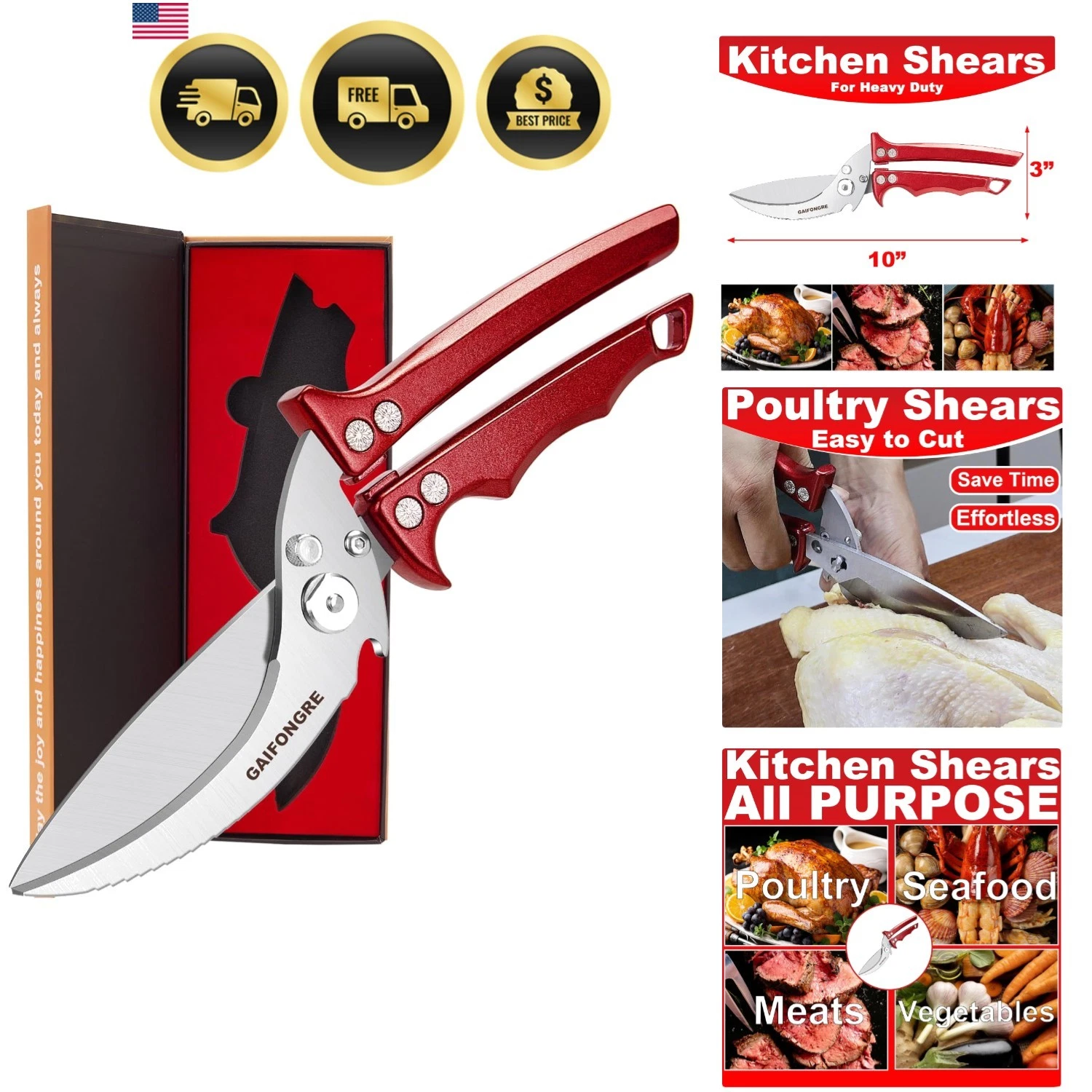 Heavy Duty Poultry Scissors - All Purpose Kitchen Shears for Chicken, Fish & ...
Opens in a new wind