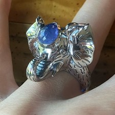 Natural Tanzanite Sterling Silver Cocktail Ring Size 7