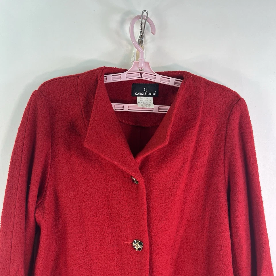Blazer Carole Little Mezcla Lana Forrado Mujer Talla 10 Rojo De Colección Nuevo Con Etiquetas Foto 2 de 4