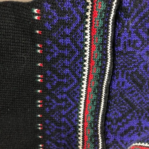 Meister Vintage made in Hong Kong knit wool alpine skiing sweater black purple L - Picture 9 of 14
