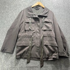 AllSaints Aiya Jacket Womens 8 Gray Lyocell Twill Military Cargo Pockets