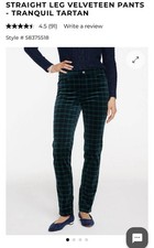 Talbots Green and Black Plaid Velvet Straight leg Pants Size 14P