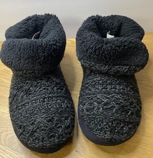Dluxe By Dearfoams Women's Size Large 9-10 Knit Booties Slippers Black 0855952