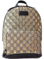 Gucci GG Supreme Monogram Bees Backpack Beige Tan Yellow