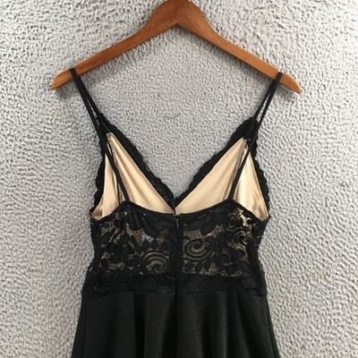 windsor black lace skater dress Windsor Lace A-Line Skater Dress Womens 27 Black Sleeveless Back Zipper  Casual