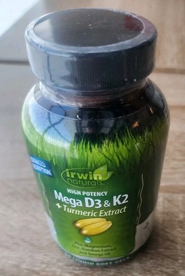 3 X Irwin Naturals High Potency D3 & K2 Complex for Healthy Bones, Softgel