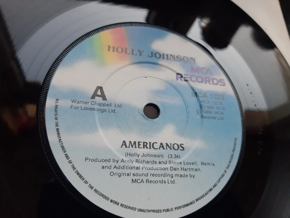 HOLLY JOHNSON - RARE IRISH PRESS 7" 45 - AMERICANOS - TRANSLUCENT VINYL- ex FGTH - Image 3 of 4