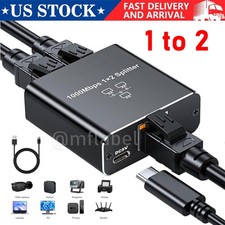 RJ45 Gigabit Ethernet Splitter 1000Mbps LAN Network Internet 1 to 2 Out Adapter