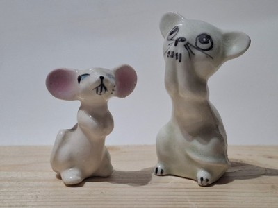 Katz und Maus Miniaturen aus feinem China Ton 