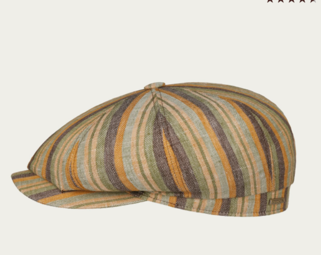 Coppola Stetson Hatteras Sacota Linen Flat Cap - beige/marrone