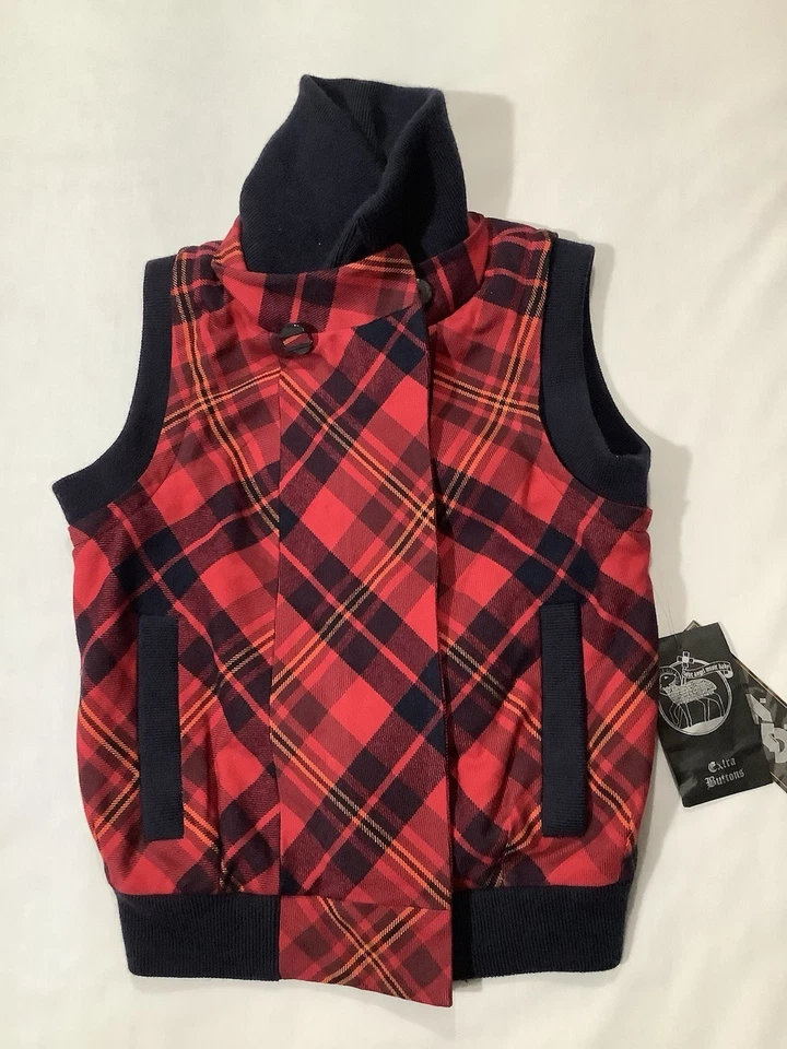 L.A.M.B. Lamb X Small Vest Red Black Gwen Stefani Tartan Plaid Women’s New 2007 - Image 3 of 4