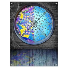 Fabric 6x8ft Halloween Spider Web Window Photography Backdrop Horror Night