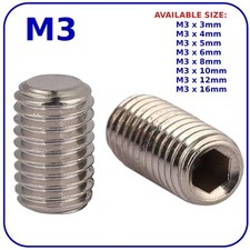 M3 Grub Screws Flat Point Socket Head Allen Key Screw Zinc Plated DIN 913