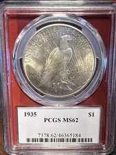 1935 Peace Dollar $1 Silver Coin PCGS MS62