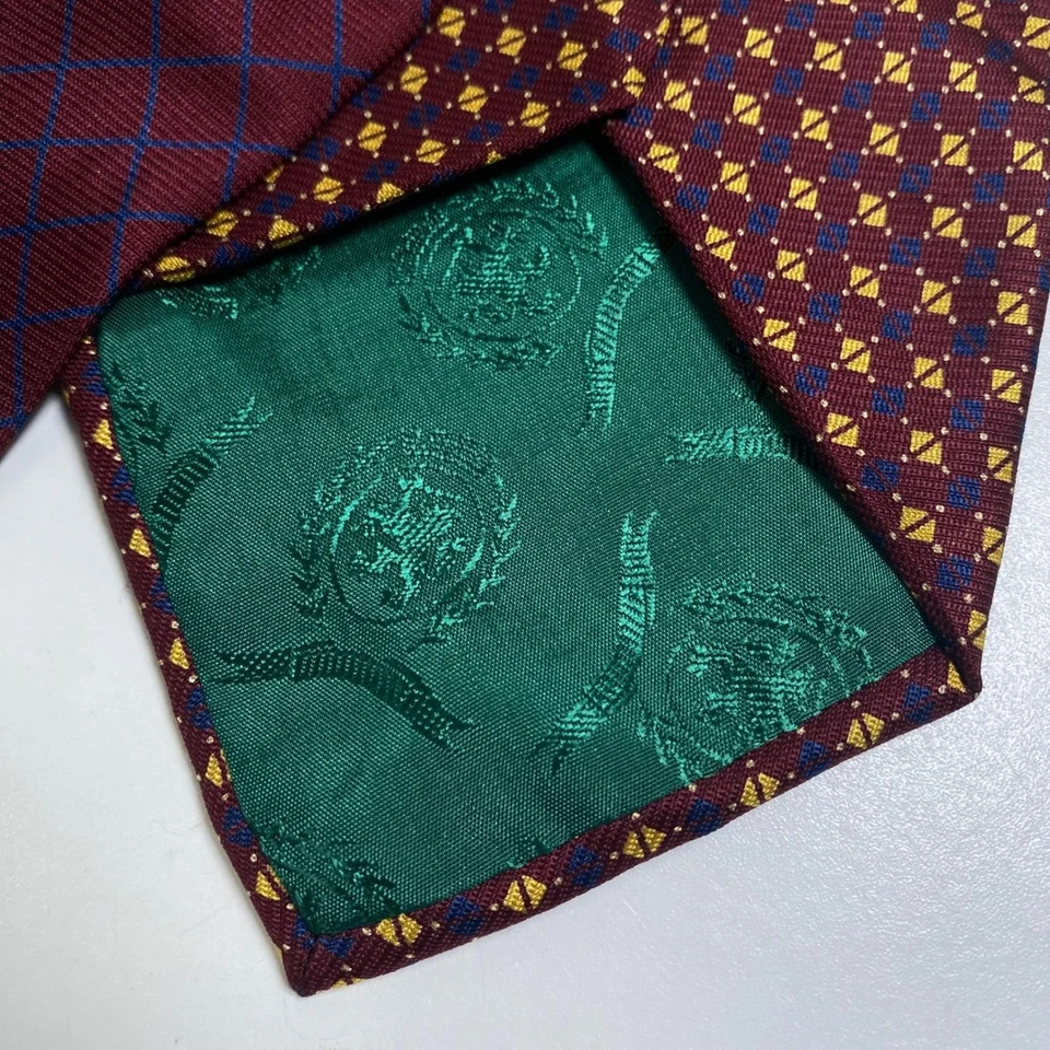 Corbata Tommy Hilfiger Borgoña Dorada Geométrica Seda Para Hombre Moda DEFECTUOSA Foto 3 de 4