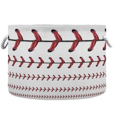 visesunny Storage Basket Softball Baseball Red Lace Over White Pattern Nurser...