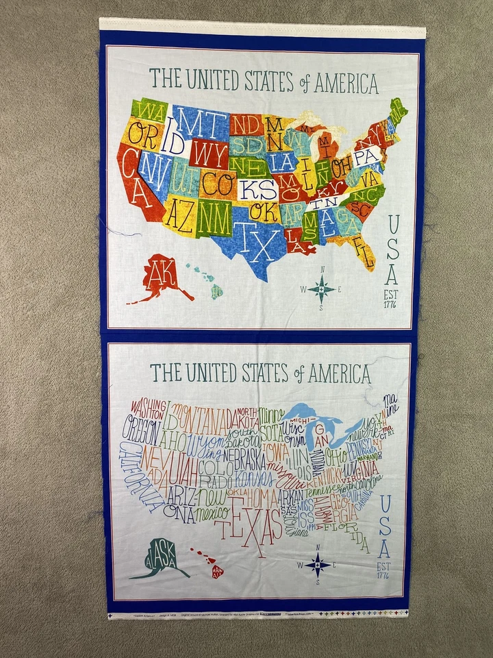 Robert Kaufman Explore America Mapa Painel Estados Unidos Arte de Parede Tecido Acolchoado - Imagem 2 de 4