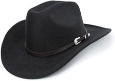 Cowboy Hat for Men Women Classic Fedora with Buckle Belt Size M-L