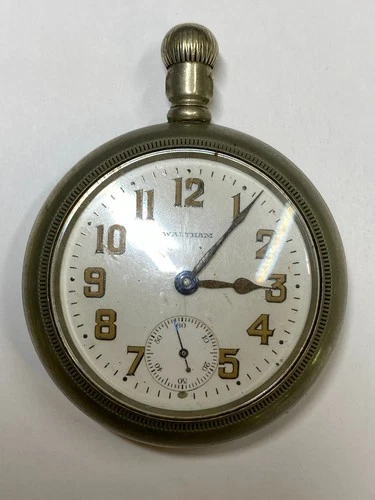 Antique Waltham Silverode 17 Jewels Pocket Watch Pre-Owned Runs (RB-#95)