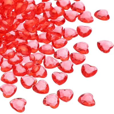 250 pièces pierres précieuses en acrylique coeur, ornements de remplissage de vase boule en forme de coeur, rouge - Photo 1/4