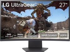 LG 27GS60QC-B Ultragear Curved Gaming Monitor 27-Inch QHD 2560x1440 180Hz 1ms