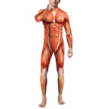 Damen Herren Halloween Lang&auml;rmliger Bodysuit Overall Rei&szlig;verschluss Trikot D&uuml;nn