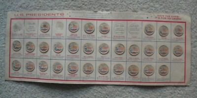 Rare Vintage 1962 US Presidents Milk Caps on Display Sheet | eBay