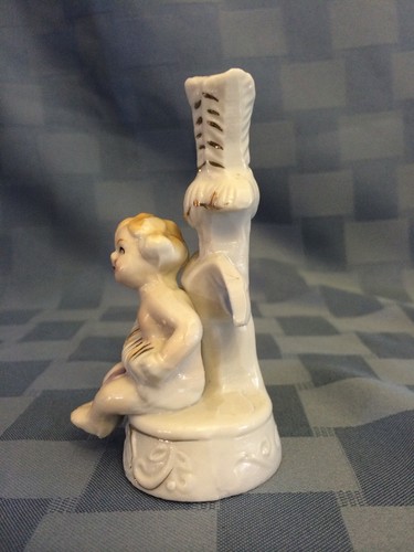 Antique Porcelain Angel Figurine Playing An Accordion Made In Japan CandleHolder - Picture 2 of 7
