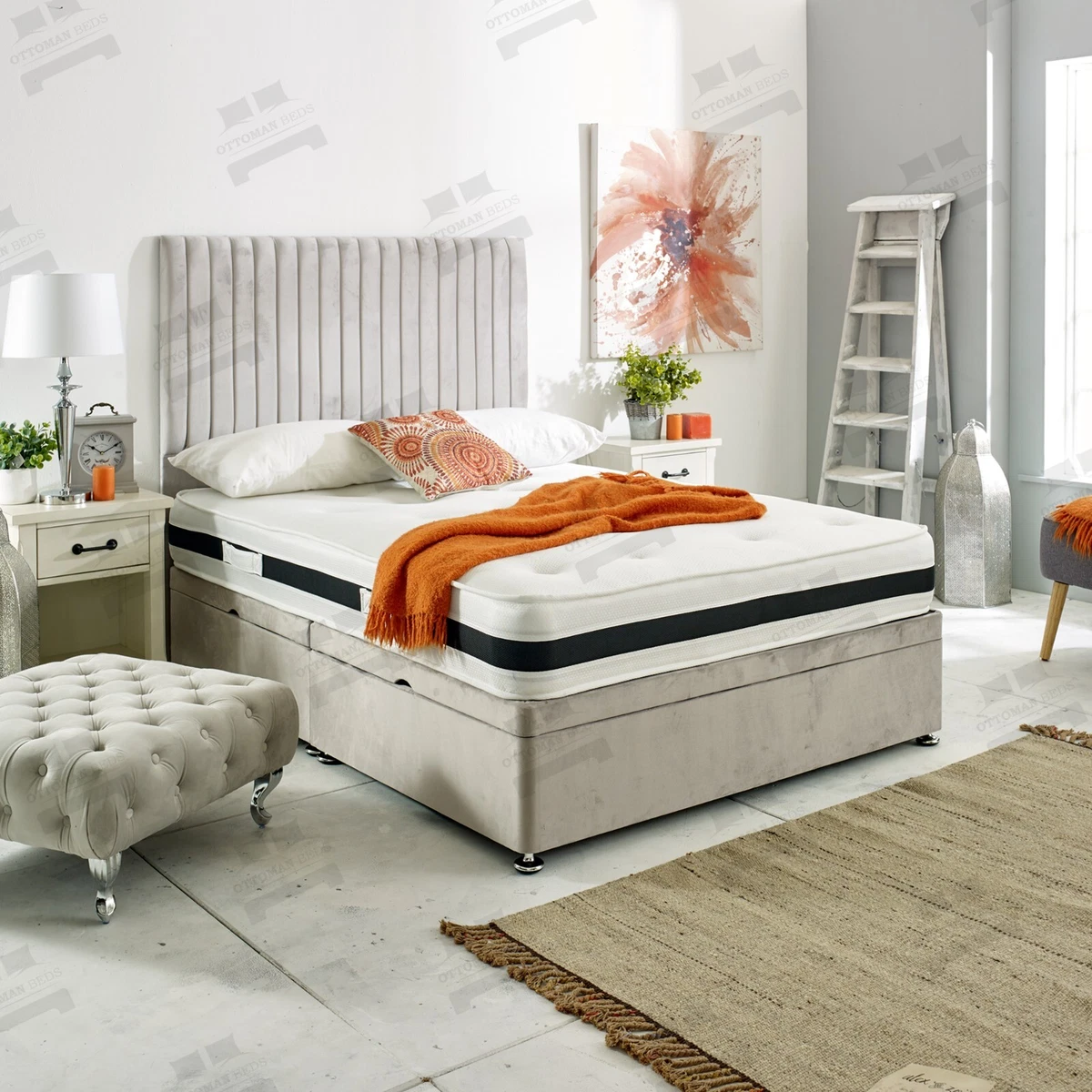 Upholstered Ottoman Storage Bed Divan Base with 51