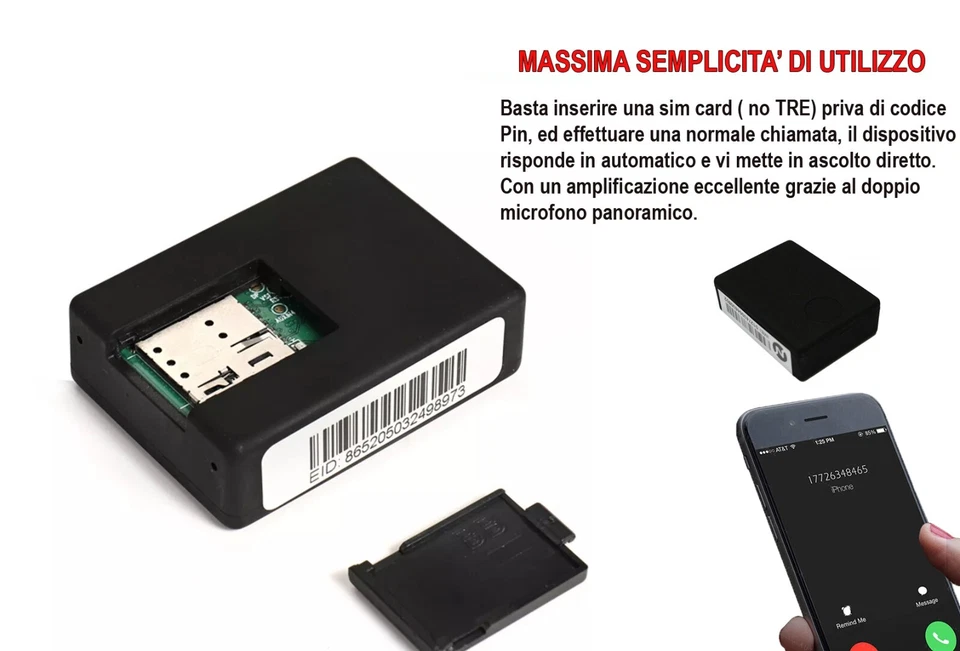 Microspia ambientale GSM audio vocale Cimice spia GSM bug Ascolto ambientale spy - Immagine 4 di 4