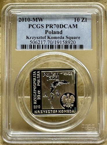 Poland 2010 10 Złotych Silver PCGS PR 70 Krzysztof Komeda Square - Picture 3 of 4