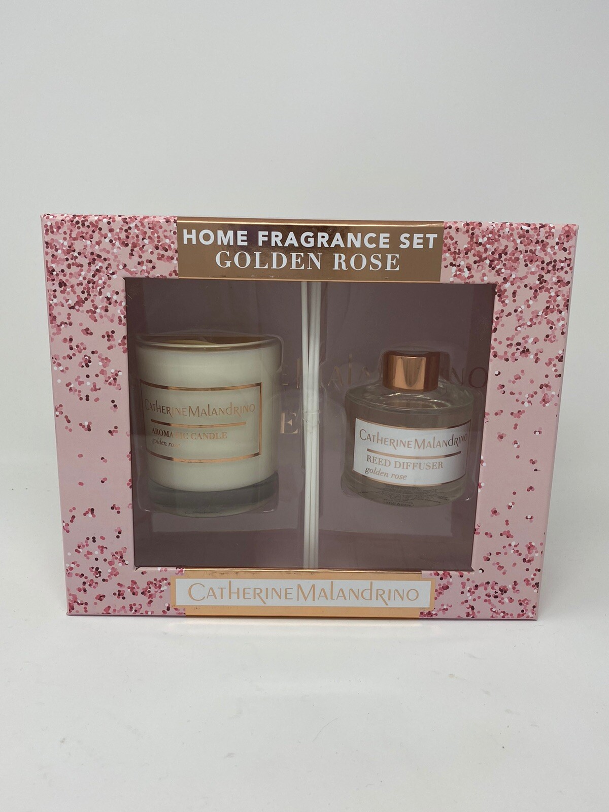 Catherine Malandrino Golden Rose Reed Diffuser Candle Home Gift Set eBay