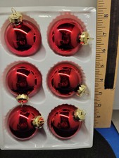 Ball Ornaments Set of 6 Glass Shiny Red 3in 350
