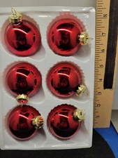 Ball Ornaments Set of 6 Glass Shiny Red 3in 350
