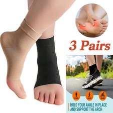3 Pairs Compression Socks Plantar Fasciitis Arch Ankle Running Support Men Women
