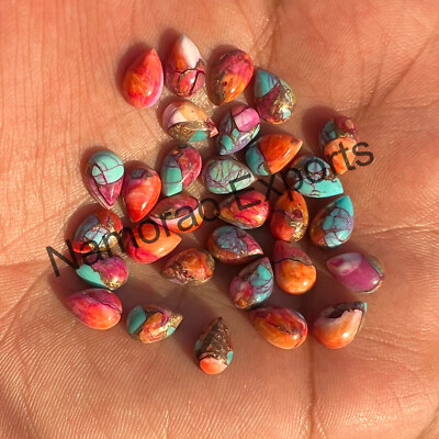 Natural Pink Spiny Oyster Copper Turquoise Pear 6x9 mm to 18x25 mm Gemstone