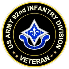 US Army 92nd Infantry Division Veteran Bumper Sticker Military Vinyl Decal 5"