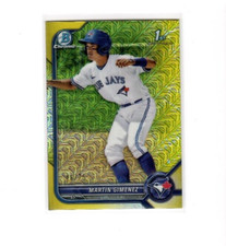 2022 1st Bowman Chrome Yellow Mojo Refractor 46/75 Martin Gimenez Rc Blue Jays