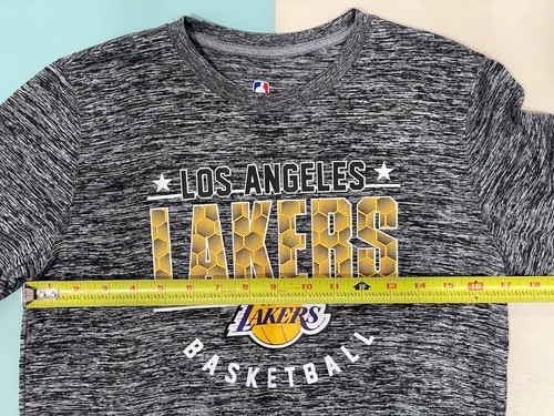 T-shirt manica lunga Youth Large 14-16 NBA Los Angeles Lakers grigio antracite usata in ottime condizioni! - Foto 10 di 11
