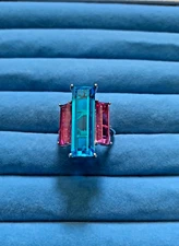 Caribbean Quartz, African Lilac Quartz 3 Stone Ring - Size 11 (20.25 ctw.)