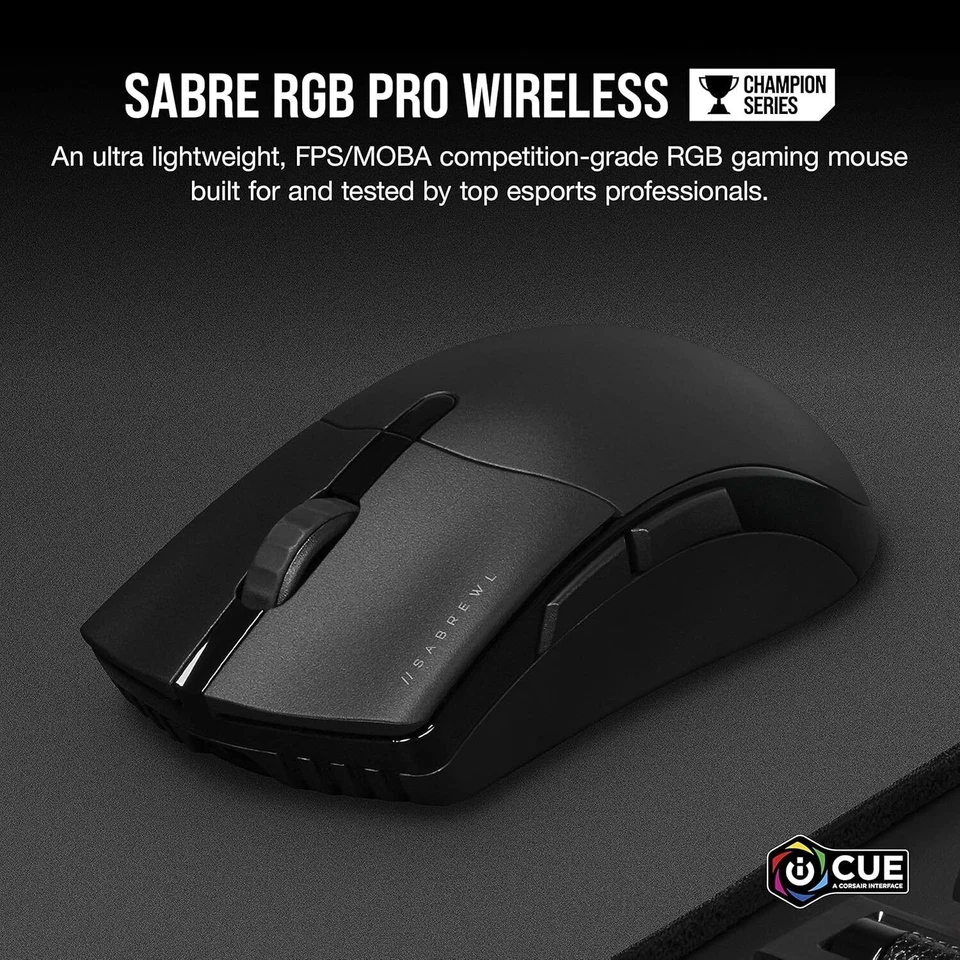 Corsair Sabre RGB Pro Black Wireless Champion Gaming Mouse DPI 26,000 7 Button - Image 2 of 4
