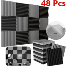 12/48Pack Acoustic Foam Panels Soundproofing Absorbing High Density Noise Cancel