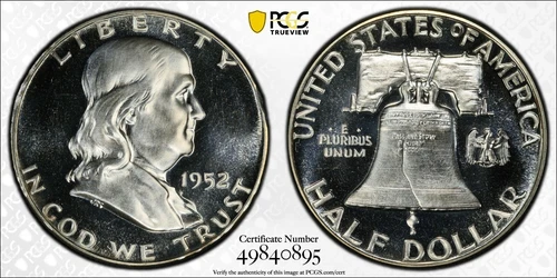 1952 Franklin Half Dollar PCGS PF64CAM PF 64 CAMEO Frosty Coin 50C