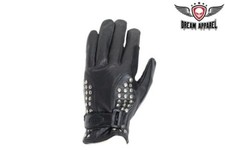 Womens Leather Full Finger Gloves With Studs