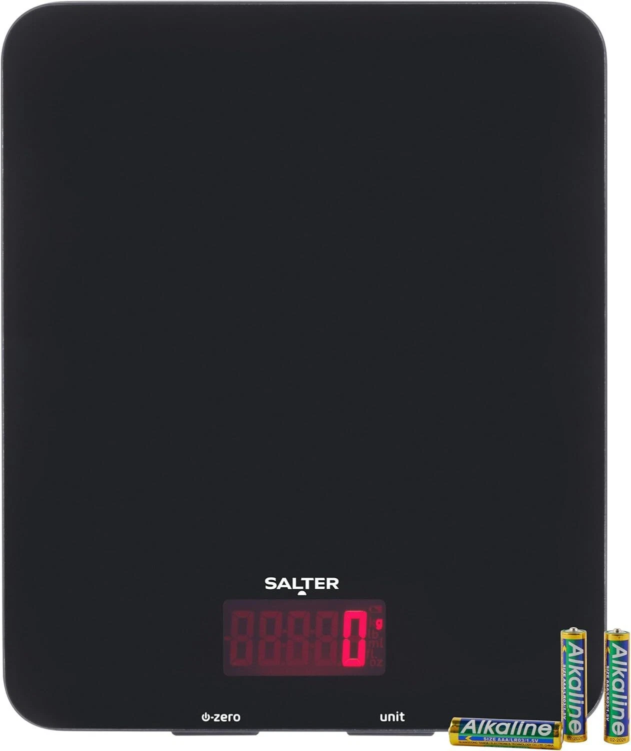 Salter Digital Kitchen Scale 10KG Glass Platform with Backlit Display – Black