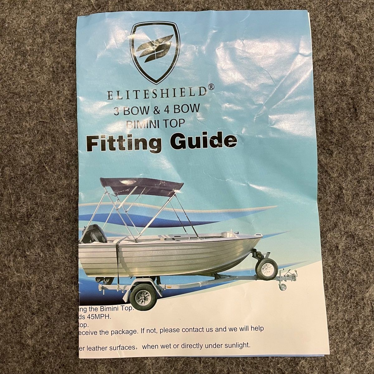 ELITESHIELD 4 Bow Bimini Top Replacement Canvas Cover 8'L x 67"-72" W*