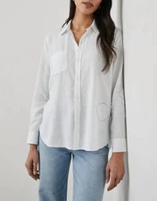 Rails Charli Eyelet Shells Long Sleeve Top White