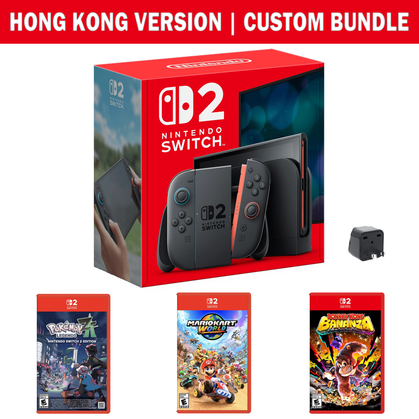 Nintendo Switch 2 HK - Custom Game Bundle (Pokémon/Mario Kart/Donkey Kong) Free