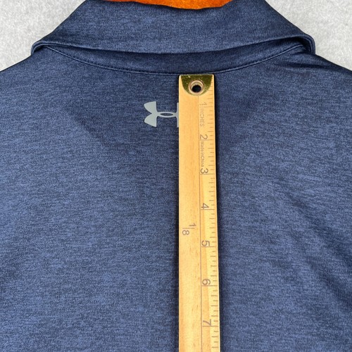 Under Armour Heatgear Polo Shirt Mens Large Navy Blue Purple Striped Stretch - Photo 7 sur 8